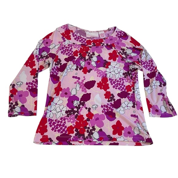y2k xhilaration pink floral long sleeve top psychedelic retro 70s dopamine - Picture 1 of 6